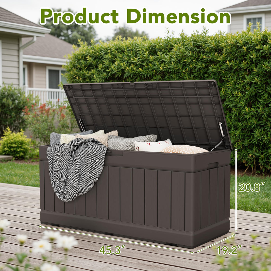 Devoko 30-Gallon Resin Deck Storage Box, Black