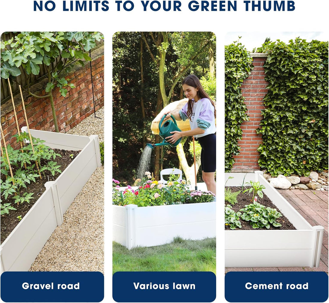 PASAMIC 4x4x1ft Vinyl Raised Garden Bed