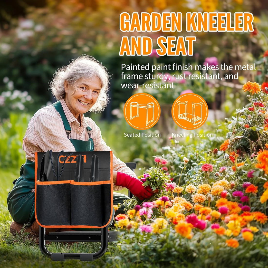 Garden Bench Seat with Kneeling Pad