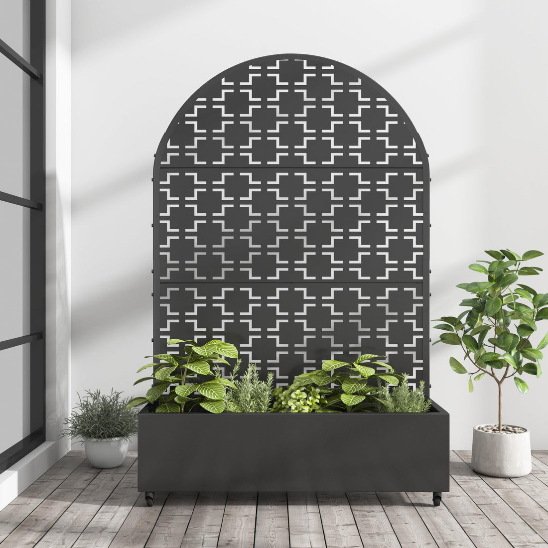 Casaphoria Metal Raised Garden Bed with Trellis