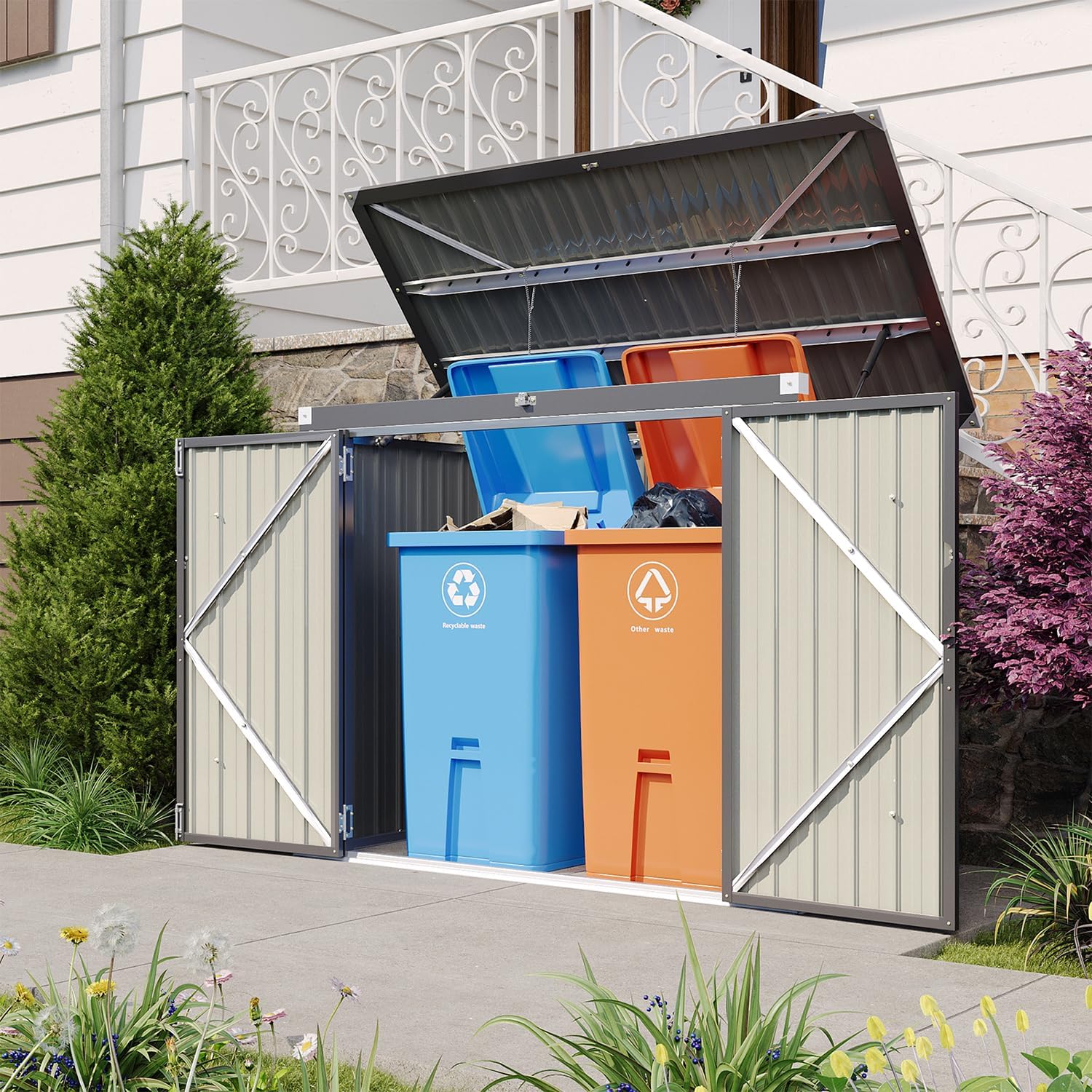 Aoxun 80 Cu.Ft Outdoor Metal Storage Shed