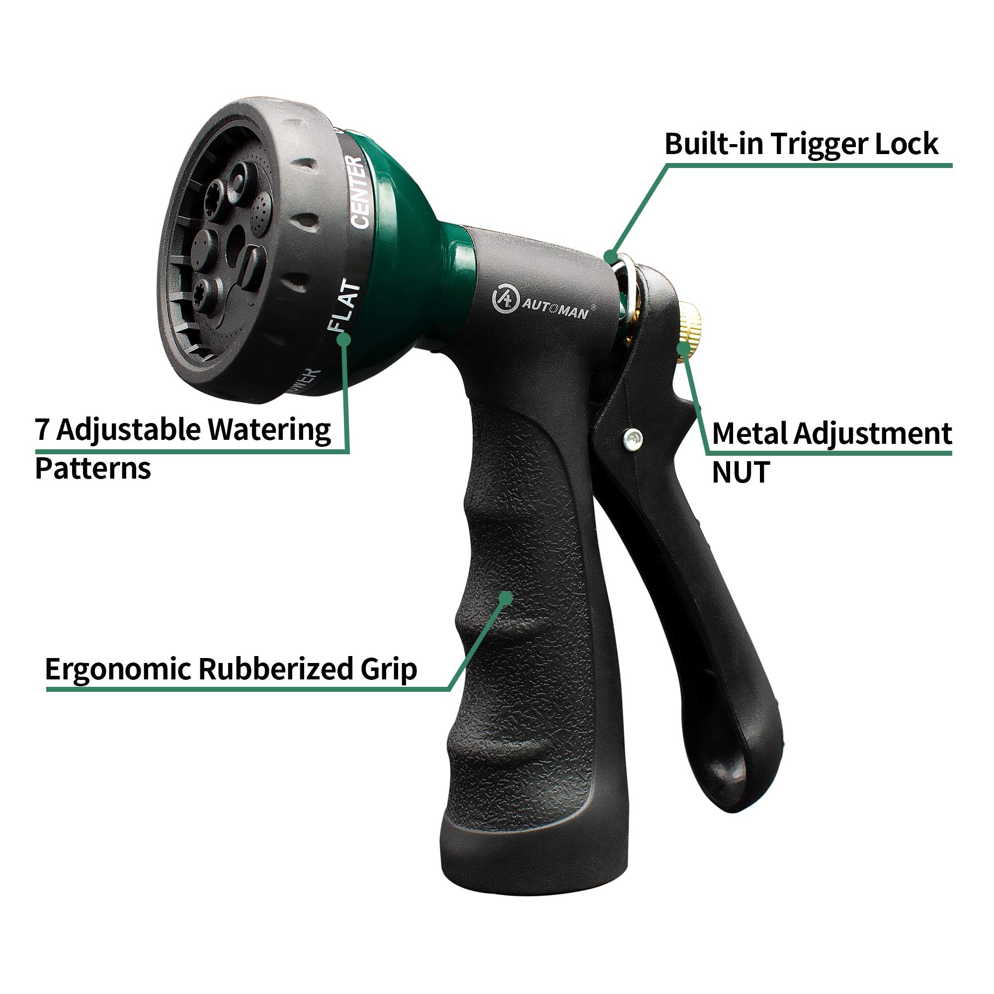 AUTOMAN Garden Hose Nozzle, 7-Pattern Spray