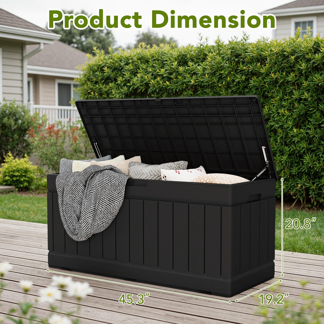 Devoko 30-Gallon Resin Deck Storage Box, Black
