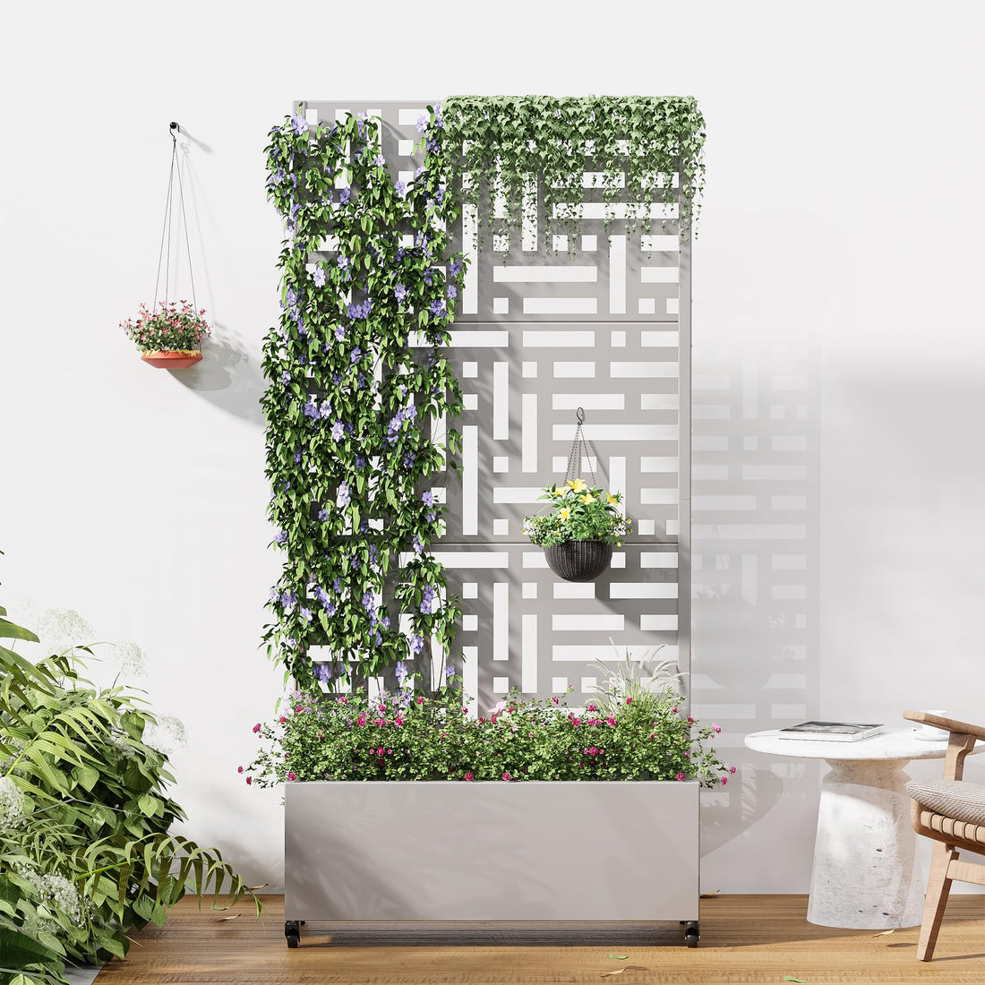 Casaphoria Metal Raised Garden Bed with Trellis