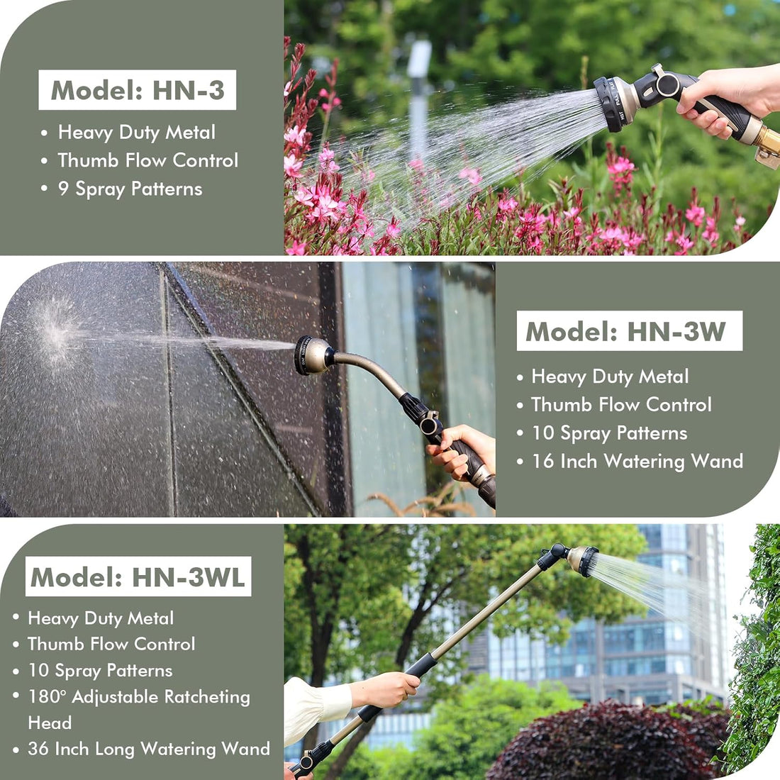 RESTMO Metal Hose Wand with Thumb Control