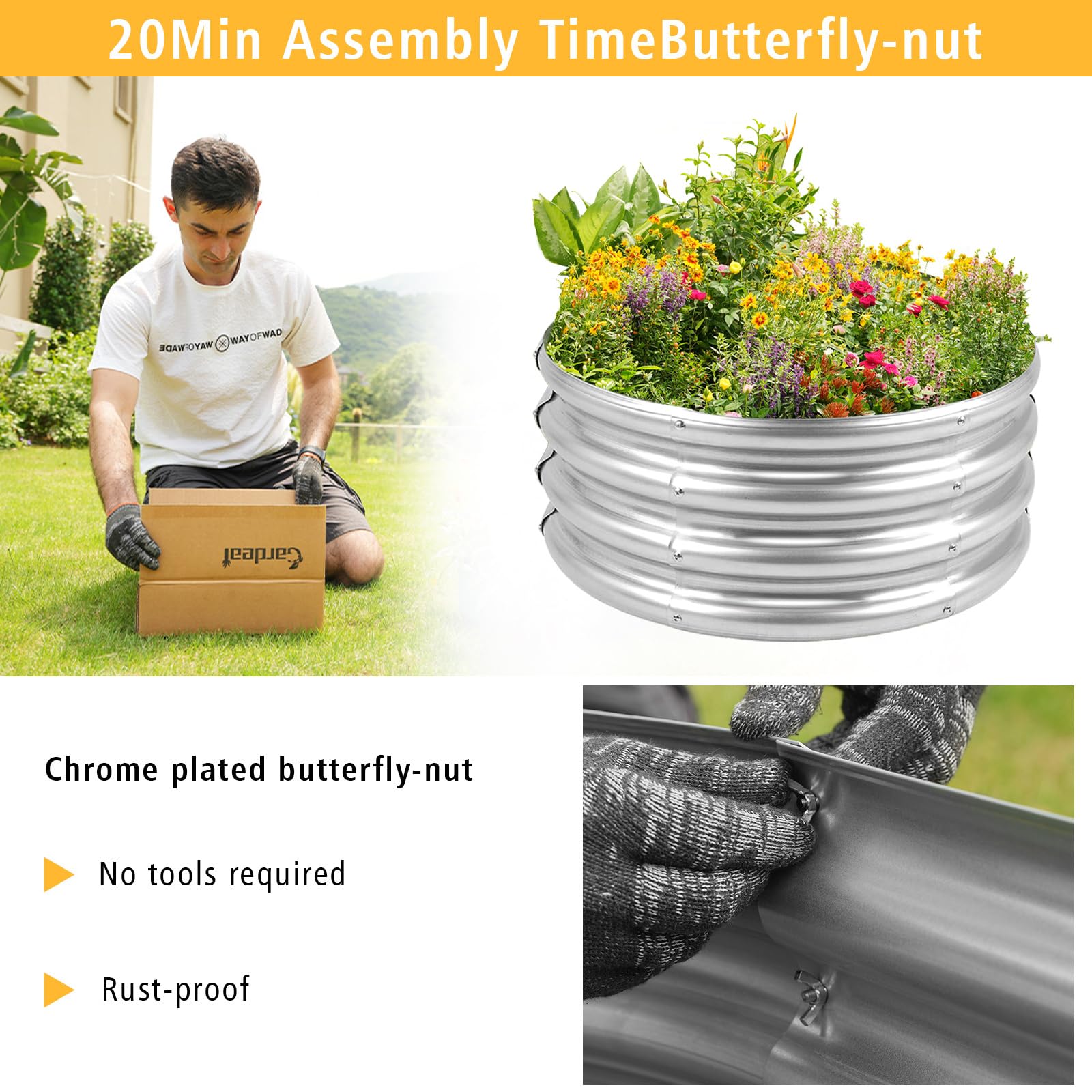 Galvanized Metal Raised Garden Bed Kit 2x2x1ft