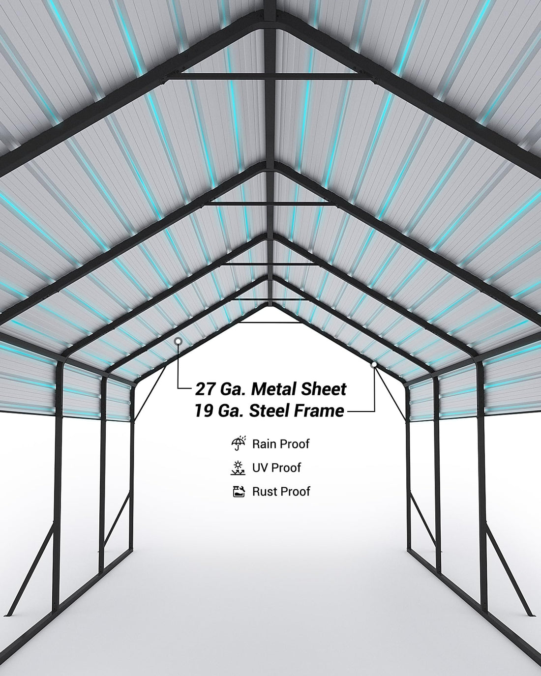 11x20x9 Ft Vertical Roof Metal Carport