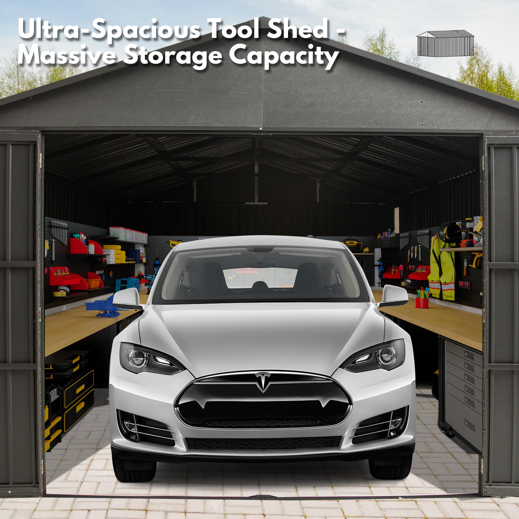 Domi 12'x25' Heavy-Duty Metal Garage Shed