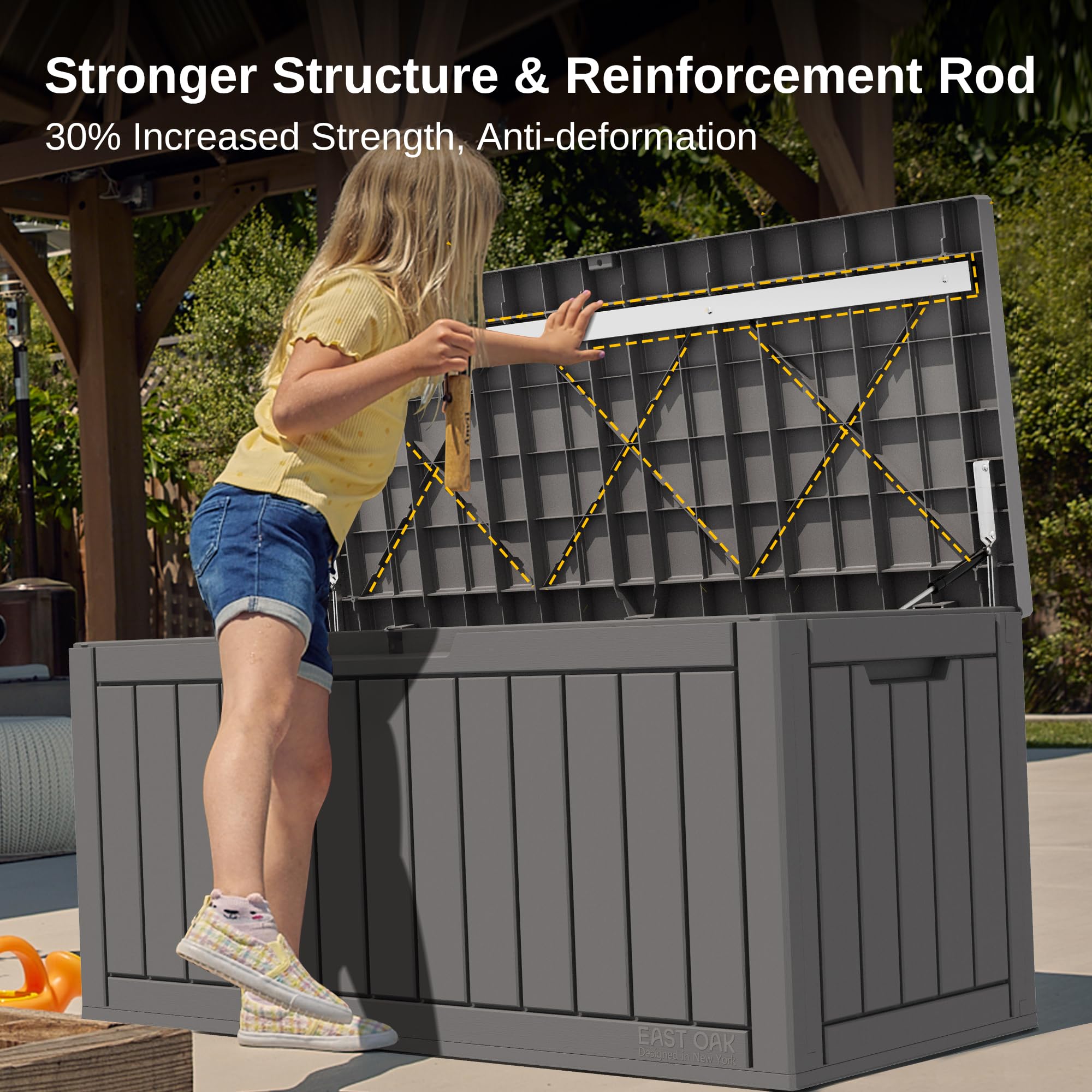 EAST OAK 31-Gallon Outdoor Deck Box, Grey