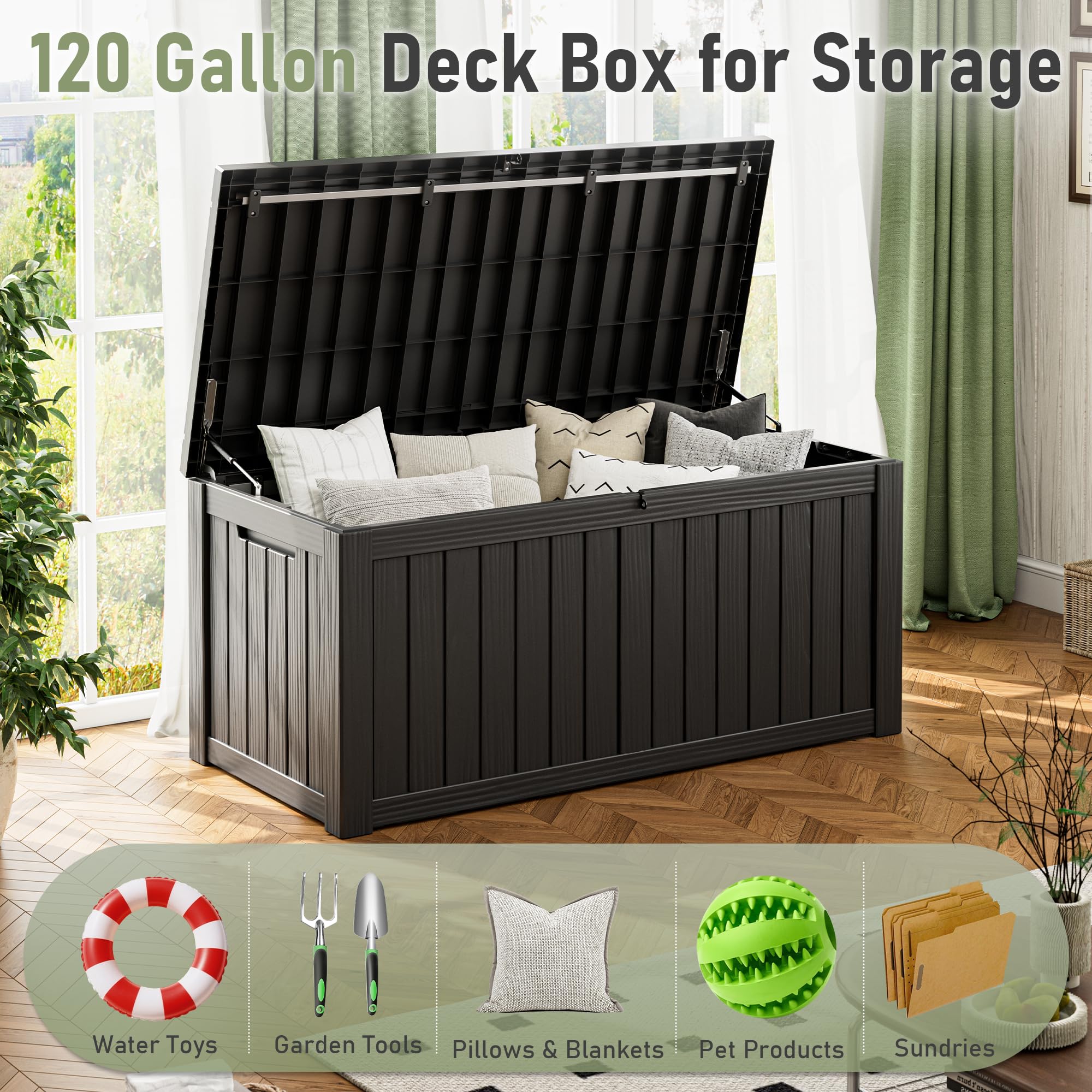 32-Gallon Resin Deck Box 2-Pack, Black