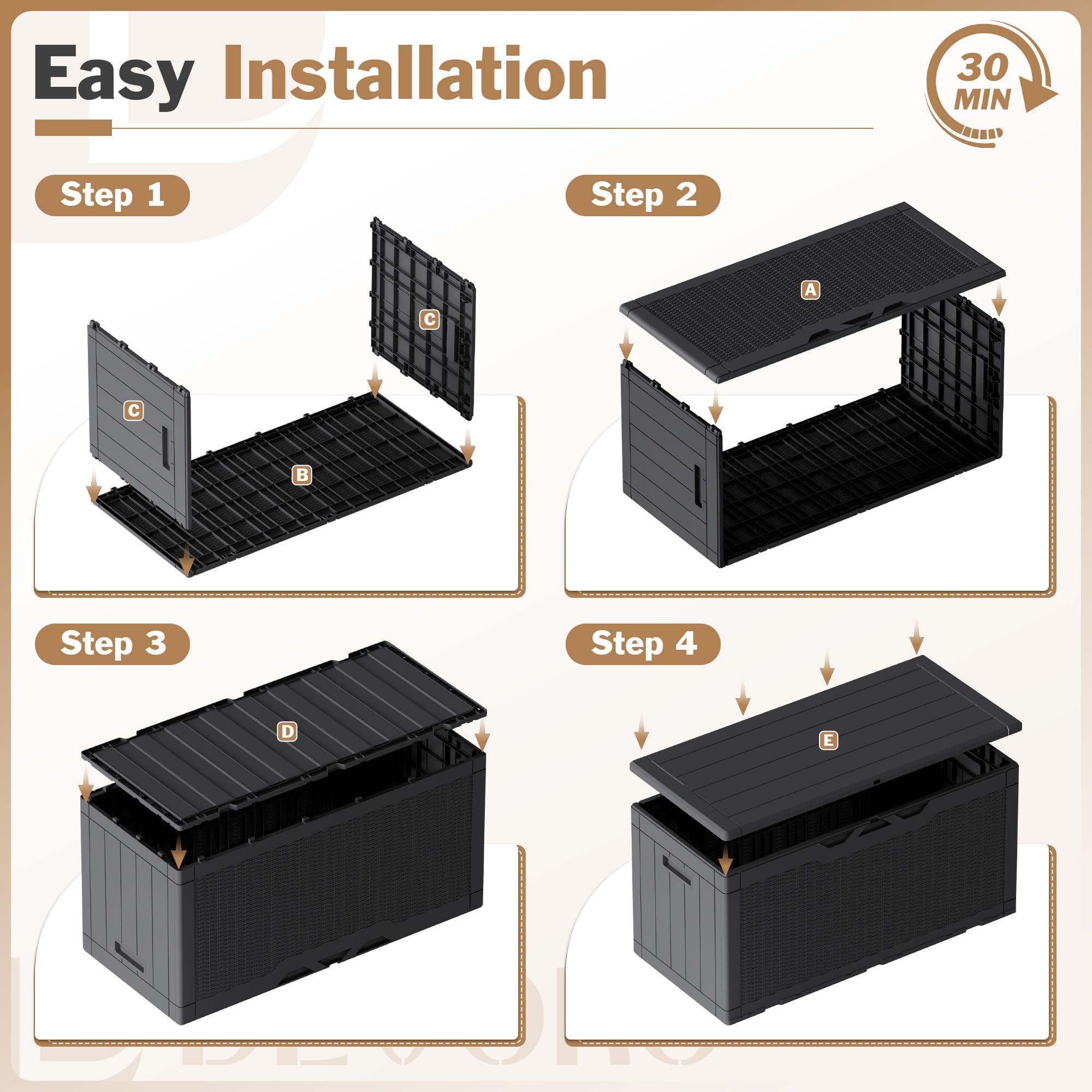 Devoko 100-Gallon Resin Deck Box
