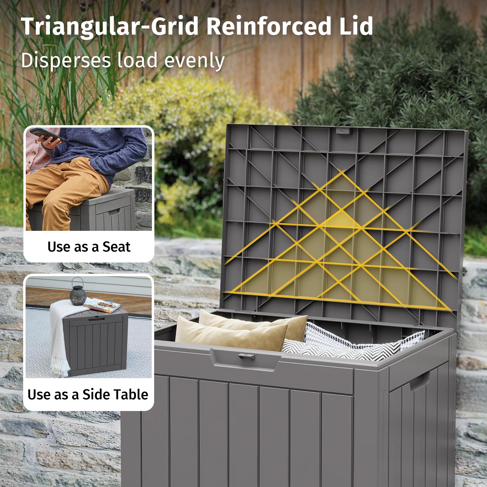 EAST OAK 31-Gallon Outdoor Deck Box, Grey