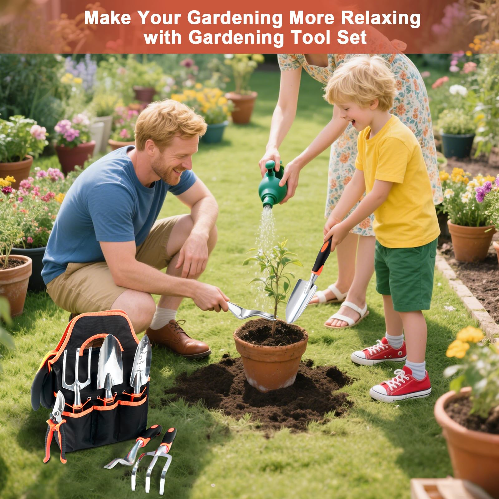 8-Piece Garden Tools Set with Storage Bag