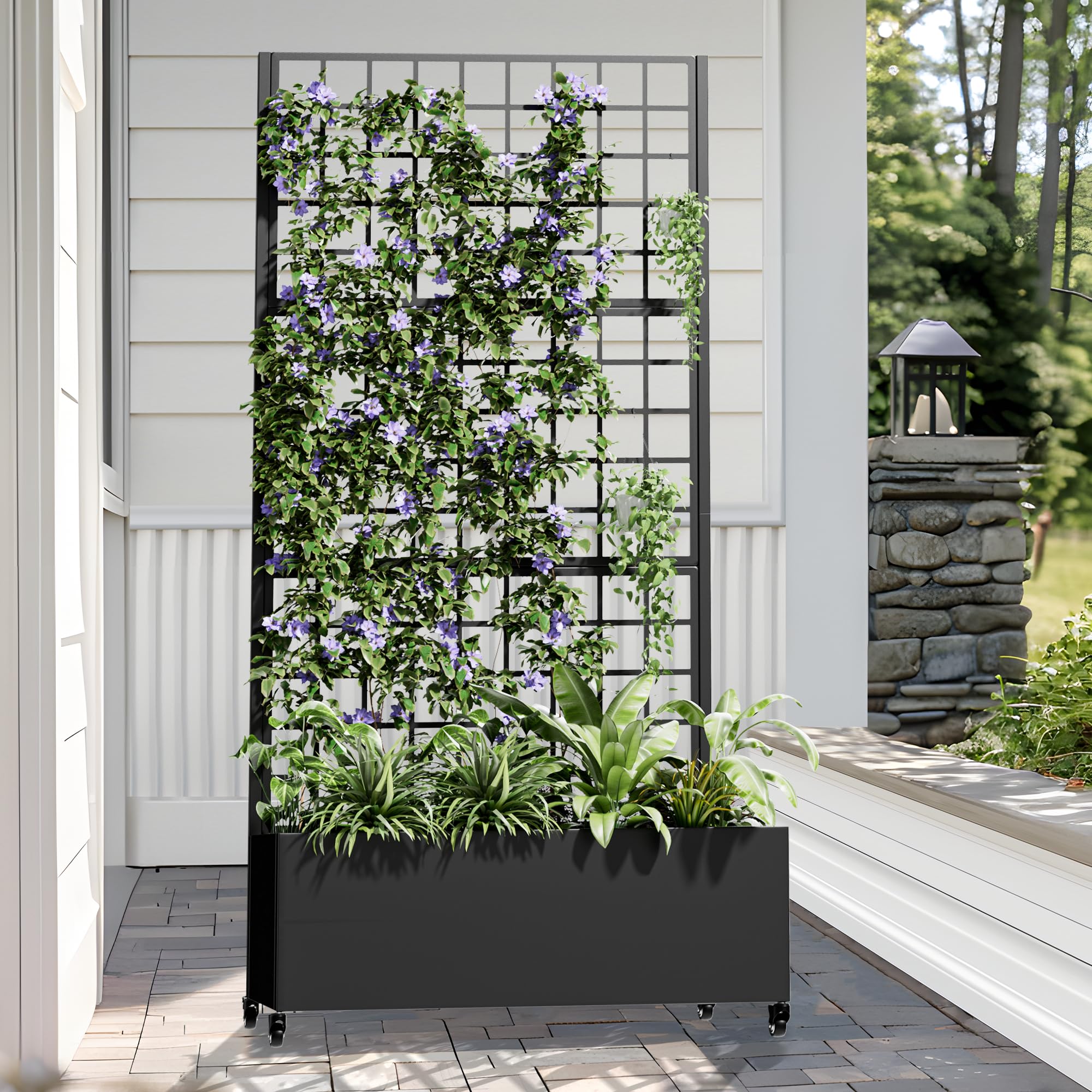 Casaphoria Metal Raised Garden Bed with Trellis