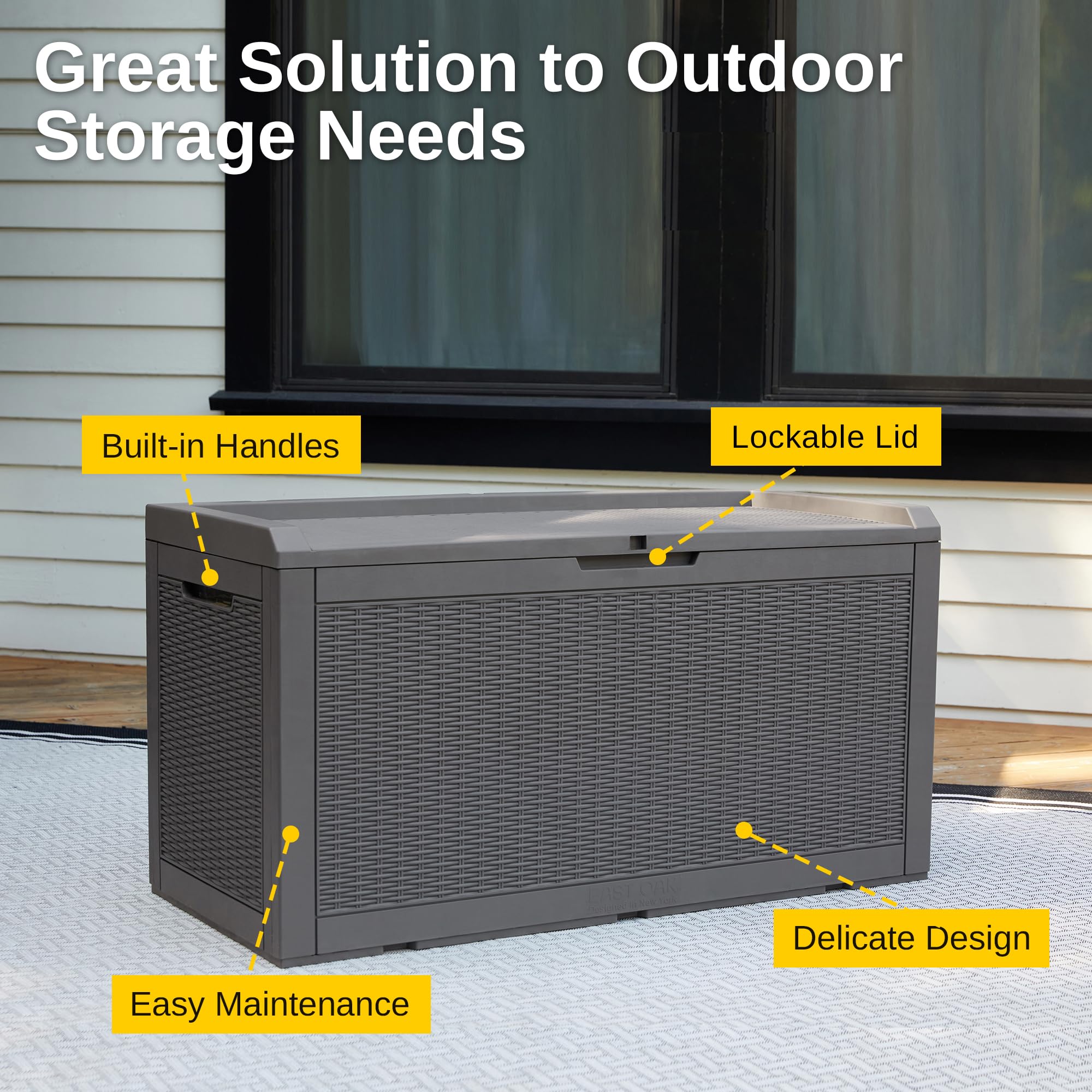 EAST OAK 31-Gallon Outdoor Deck Box, Grey