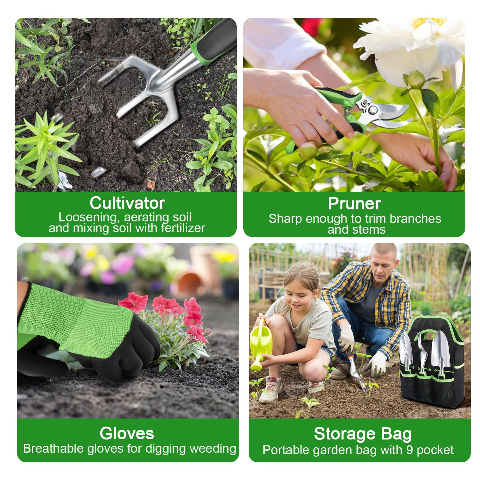 8-Piece Garden Tools Set with Storage Bag