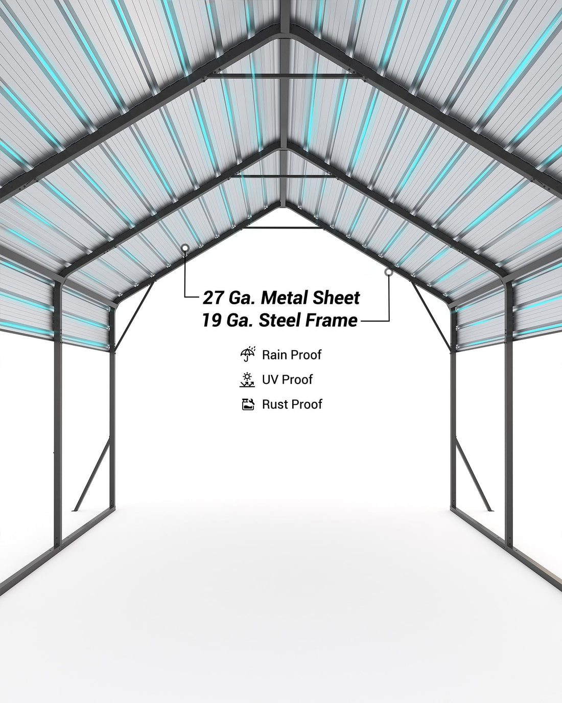 11x20x9 Ft Vertical Roof Metal Carport