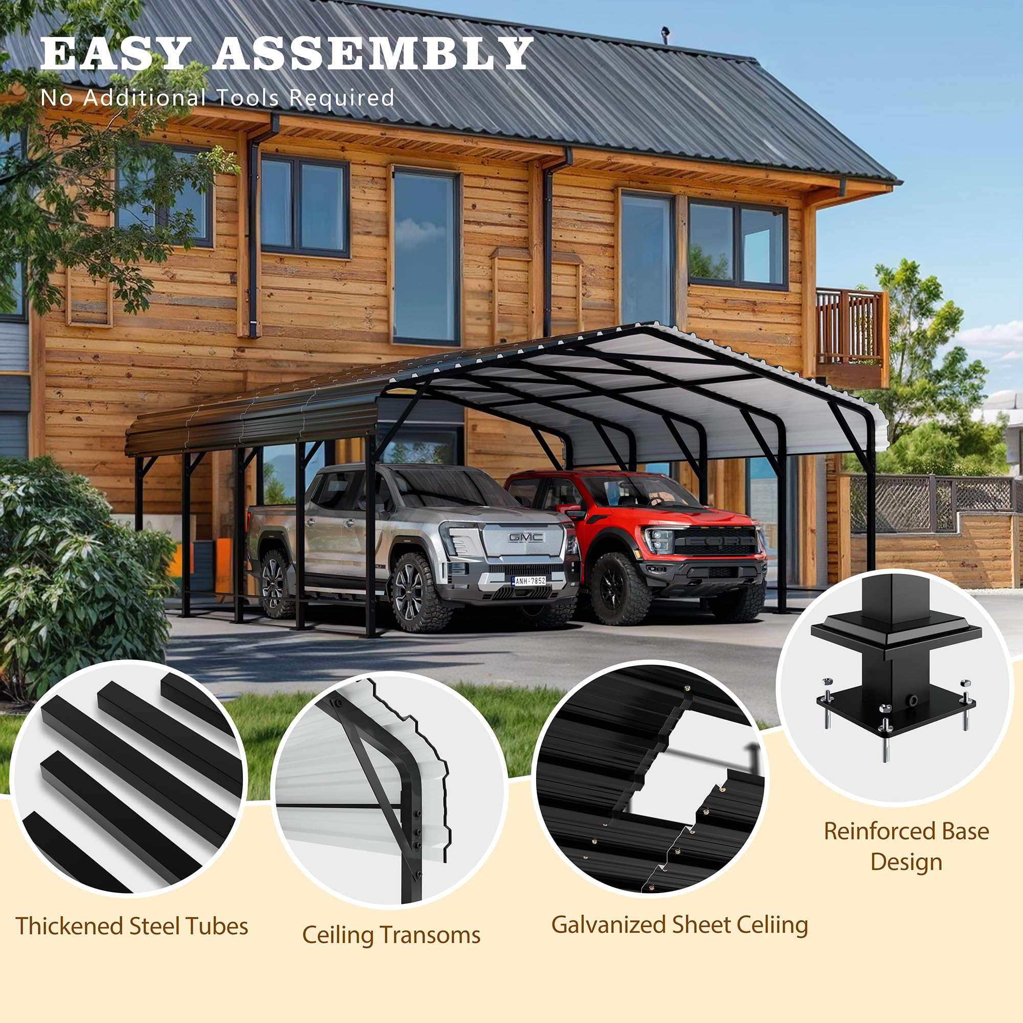 12x20 Ft Walsunny Heavy-Duty Carport
