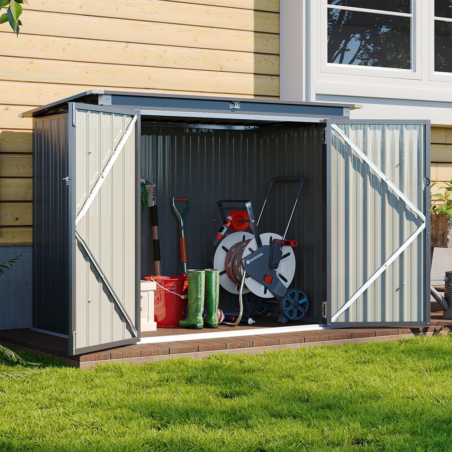 Aoxun 80 Cu.Ft Outdoor Metal Storage Shed