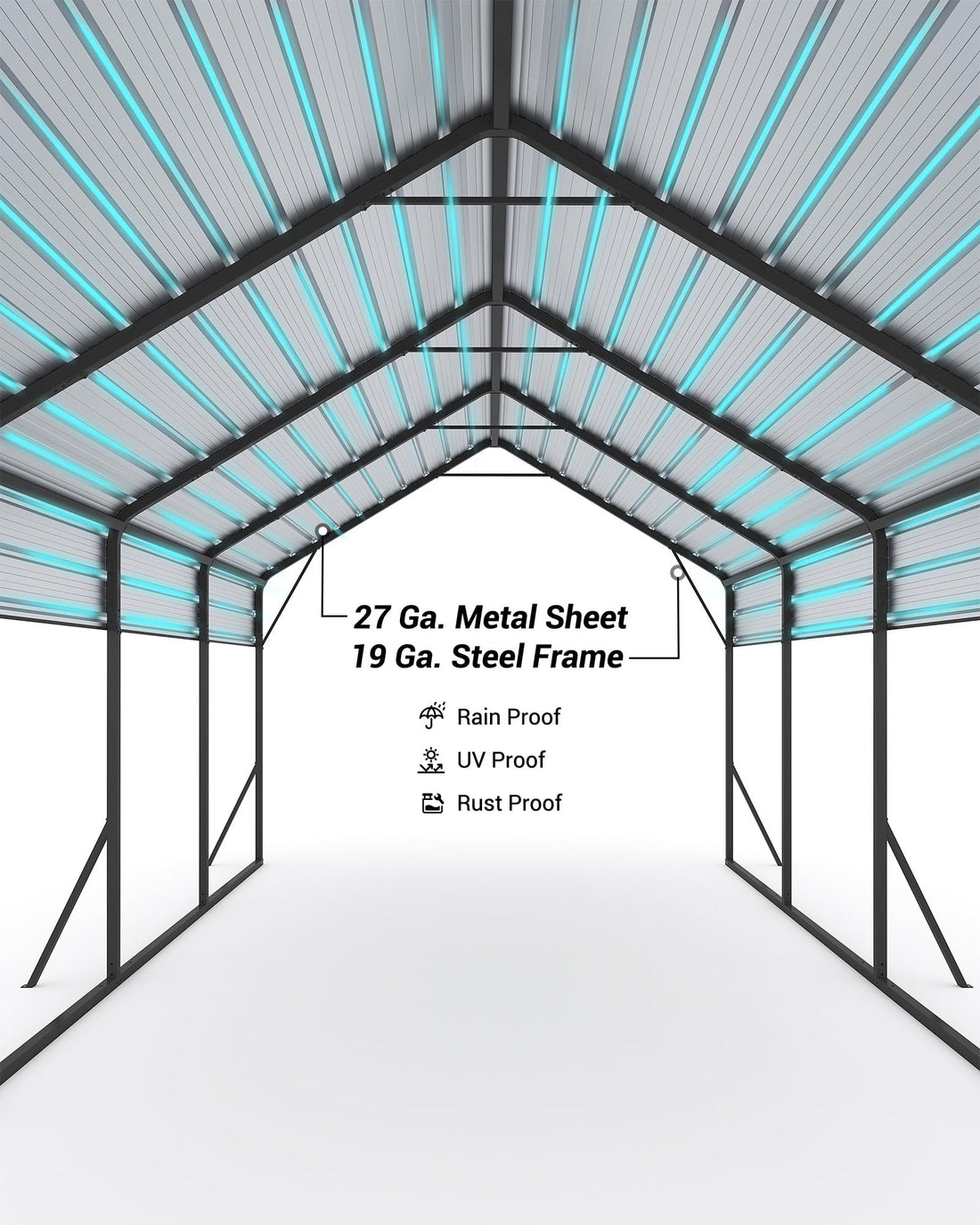11x20x9 Ft Vertical Roof Metal Carport