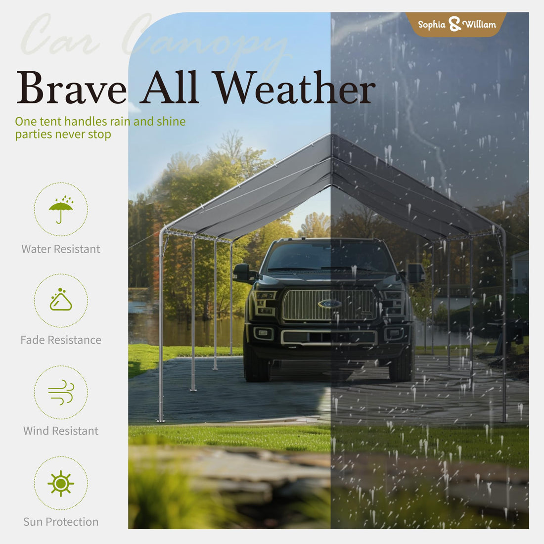 10x20 Ft Sophia & William Heavy-Duty Carport