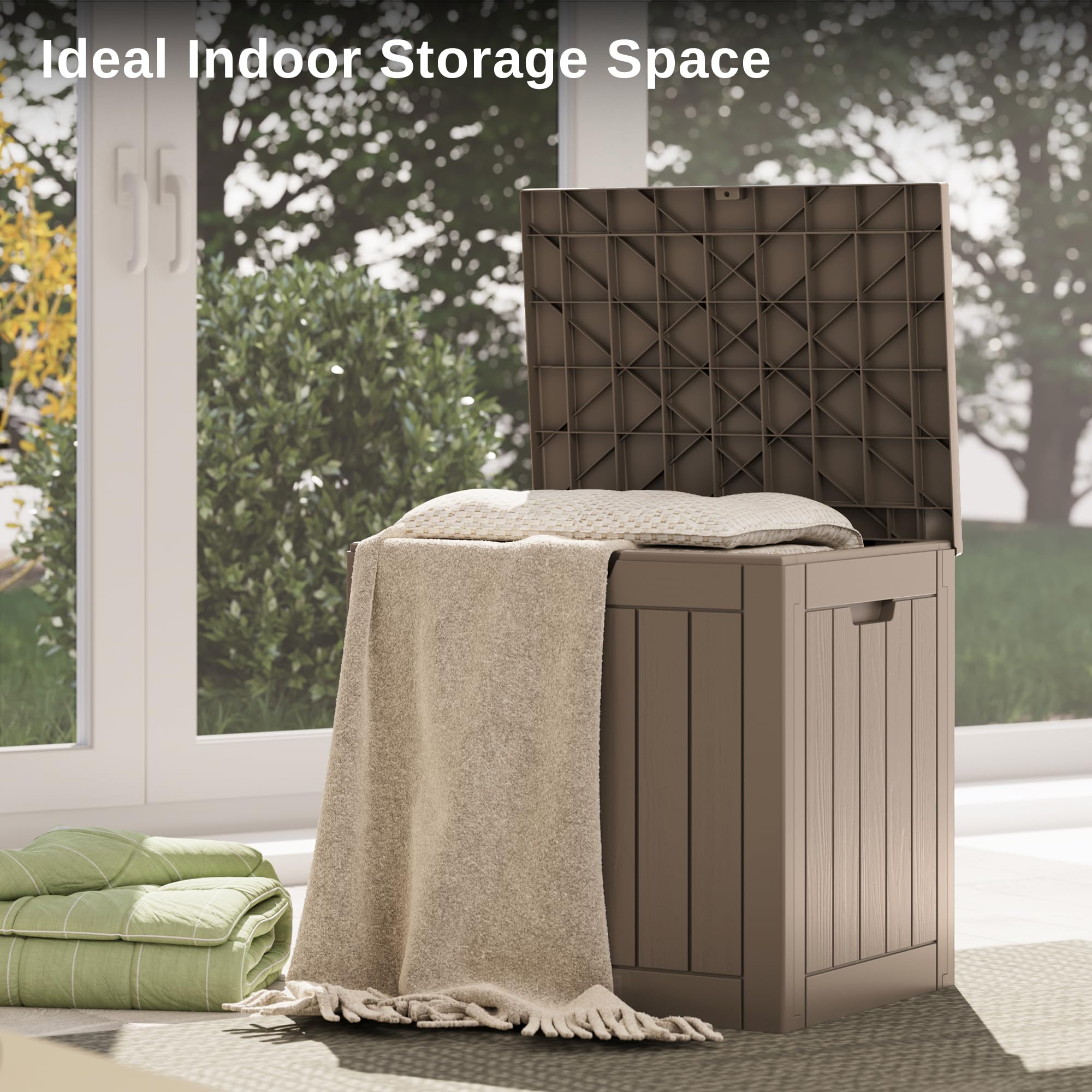 EAST OAK 31-Gallon Outdoor Deck Box, Grey