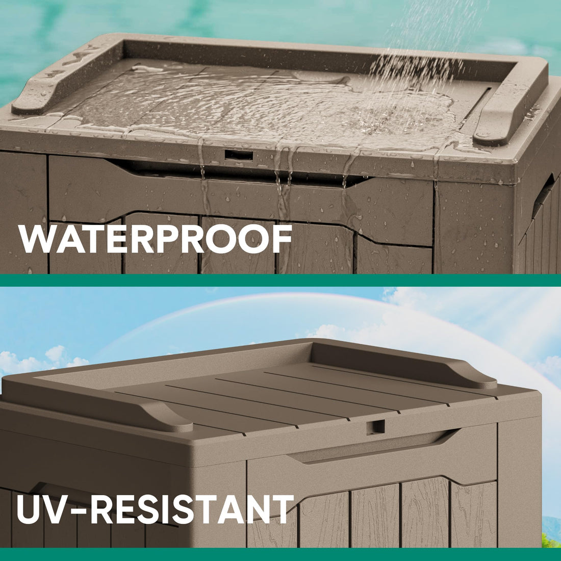 Devoko 30-Gallon Resin Deck Storage Box, Black