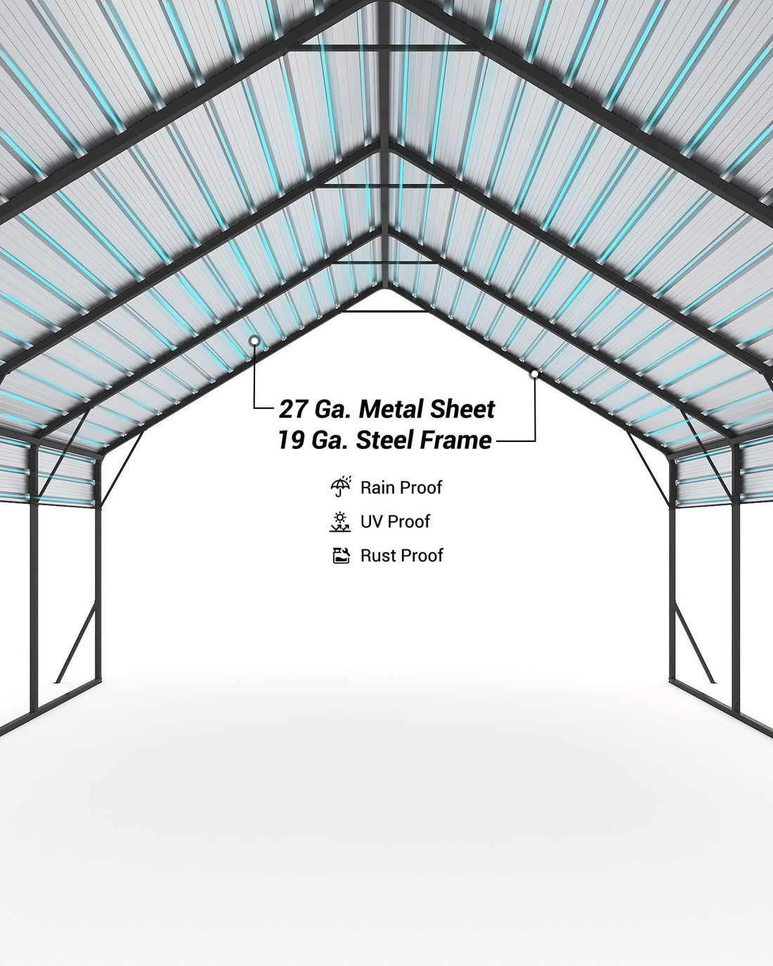 11x20x9 Ft Vertical Roof Metal Carport