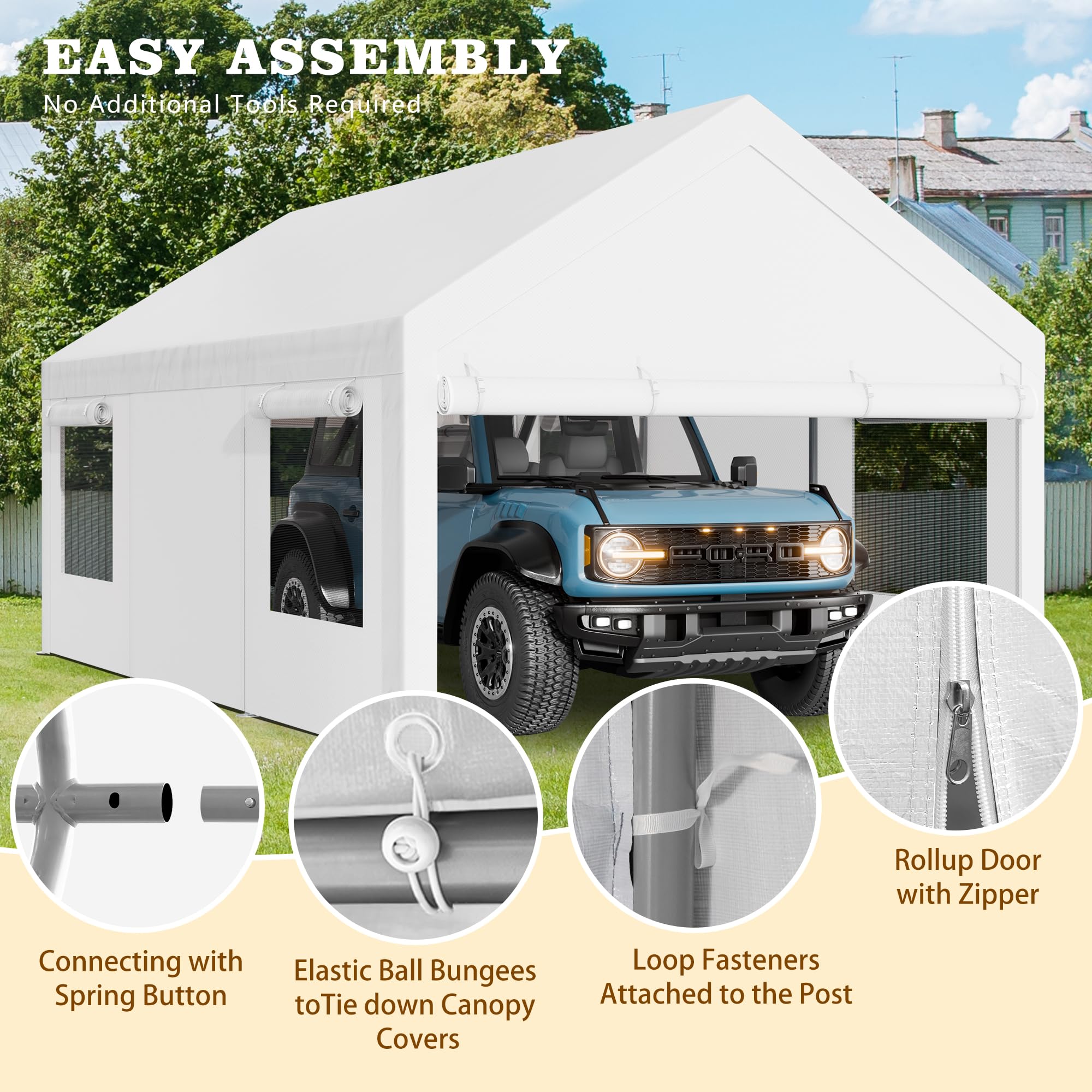 12x20 Ft Walsunny Heavy-Duty Carport