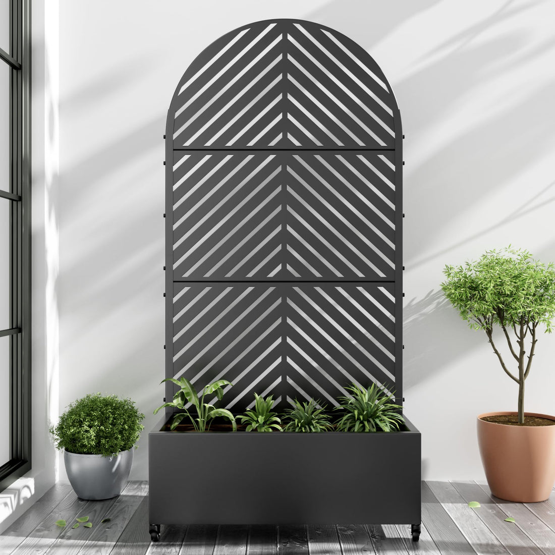 Casaphoria Metal Raised Garden Bed with Trellis