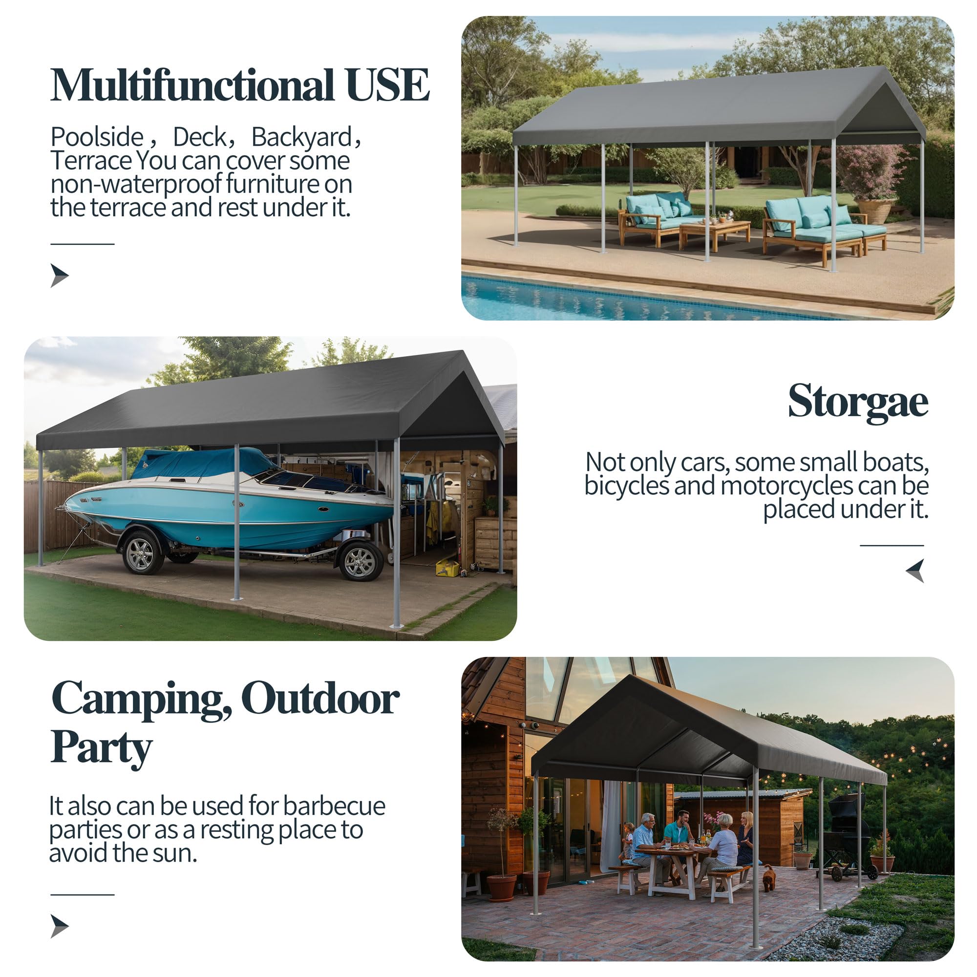 10x20 Ft Shintenchi Heavy-Duty Carport