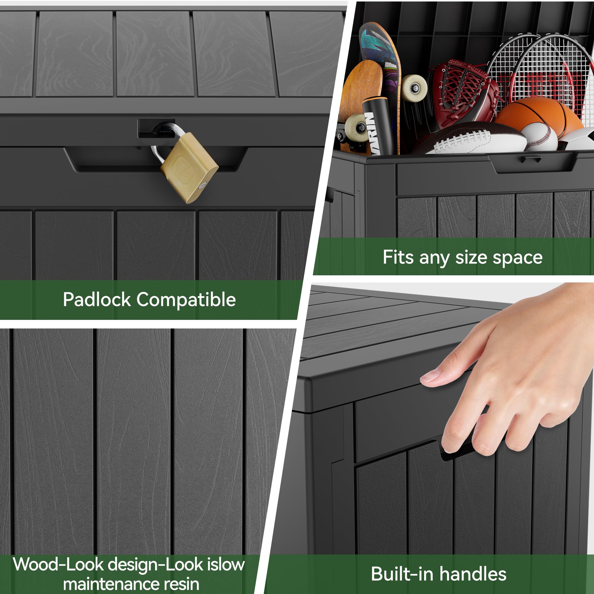 32-Gallon Resin Deck Box 2-Pack, Black