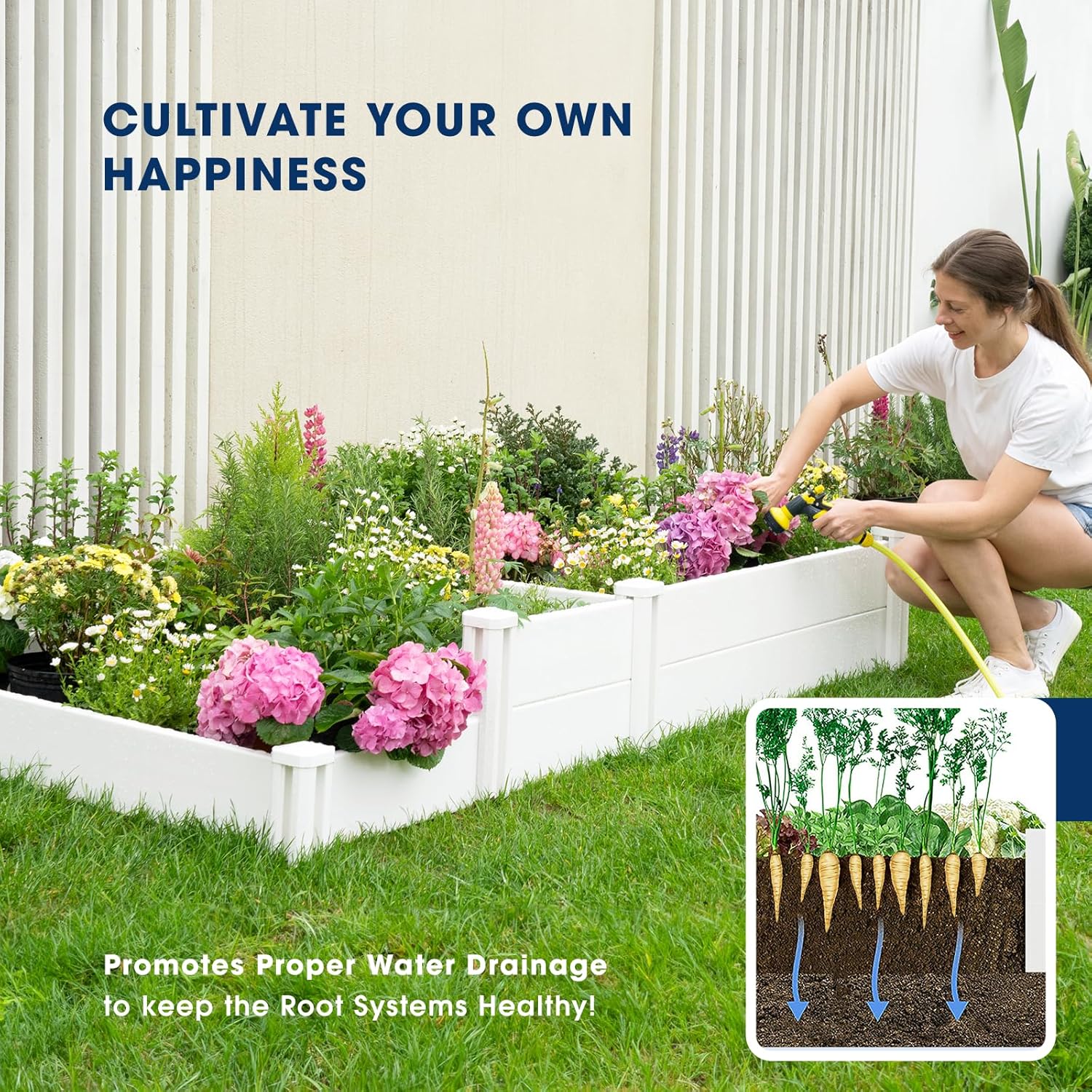 PASAMIC 4x4x1ft Vinyl Raised Garden Bed