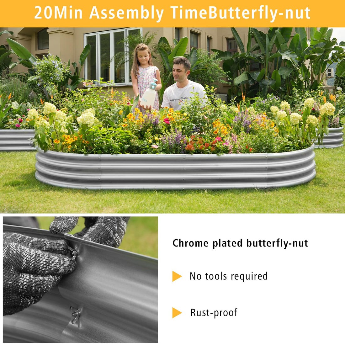 Galvanized Metal Raised Garden Bed Kit 2x2x1ft