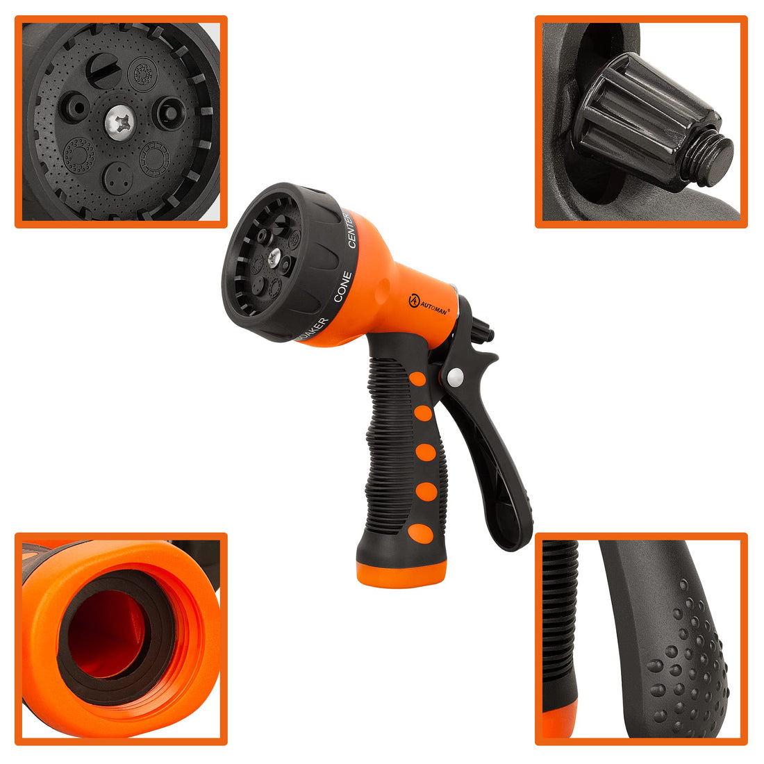 AUTOMAN Garden Hose Nozzle, 7-Pattern Spray