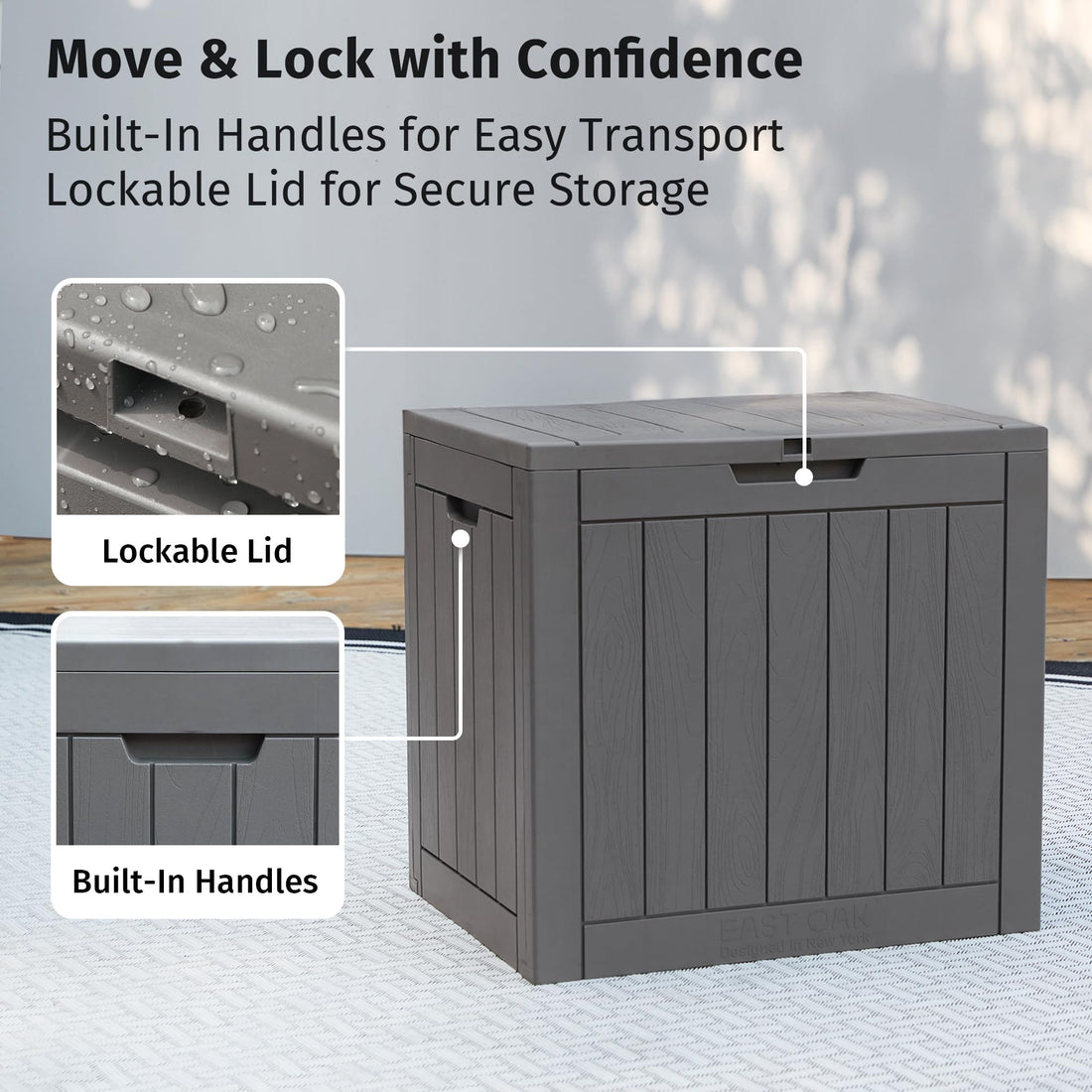 EAST OAK 31-Gallon Outdoor Deck Box, Grey