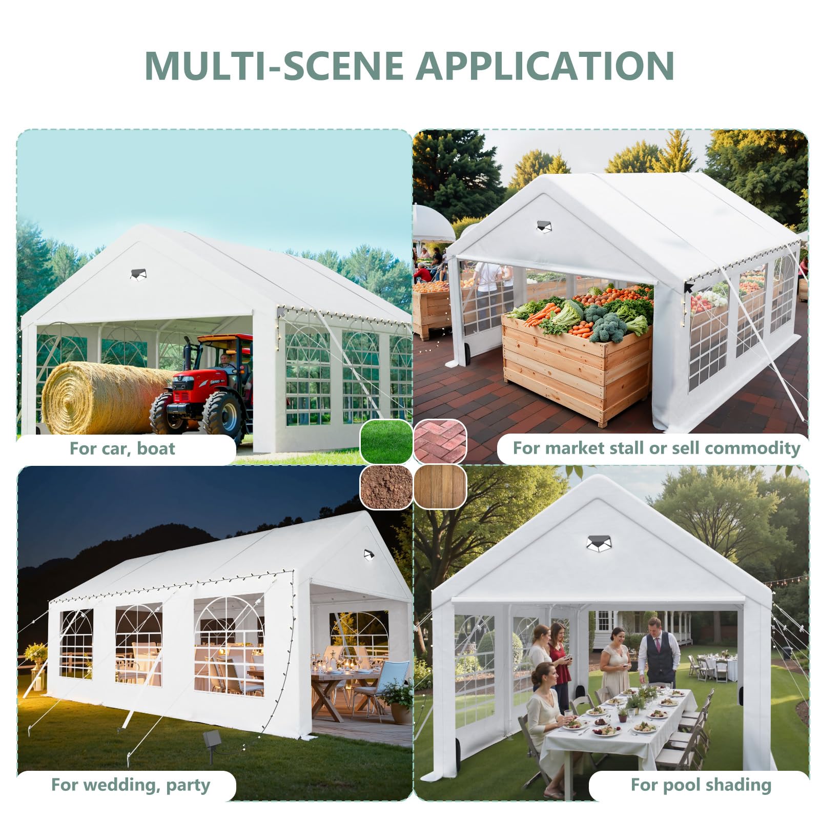 20x20 Ft 2-Car Heavy-Duty Carport