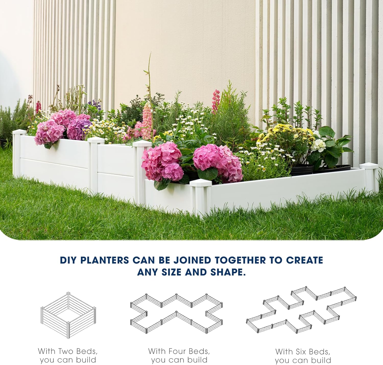 PASAMIC 4x4x1ft Vinyl Raised Garden Bed