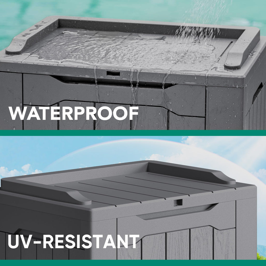 Devoko 30-Gallon Resin Deck Storage Box, Black