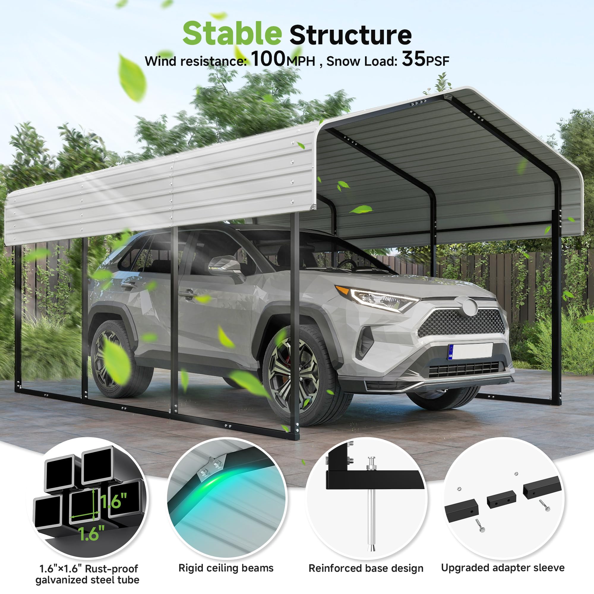 12x20 Ft Real Relax Heavy-Duty Carport
