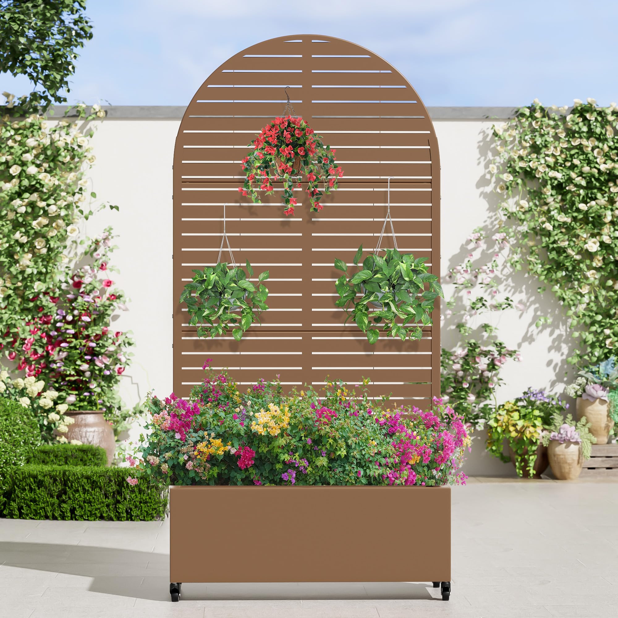 Casaphoria Metal Raised Garden Bed with Trellis