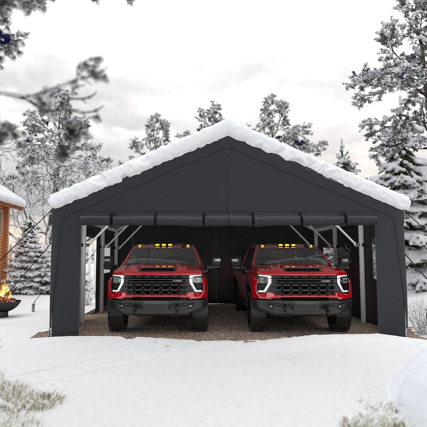 Bepatio 20x20 Ft 2-Car Heavy-Duty Metal Carport