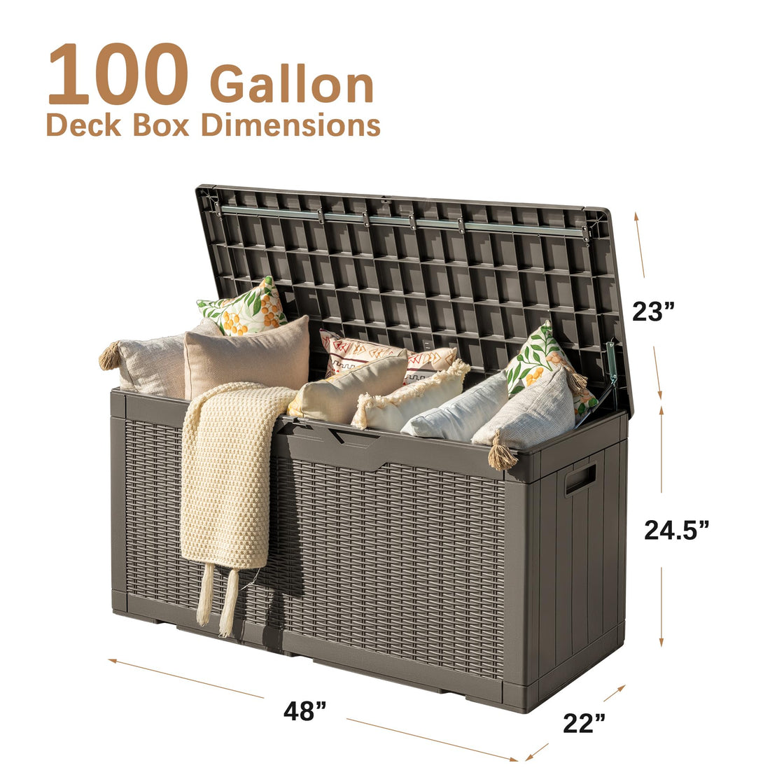 Devoko 30-Gallon Resin Deck Storage Box, Black