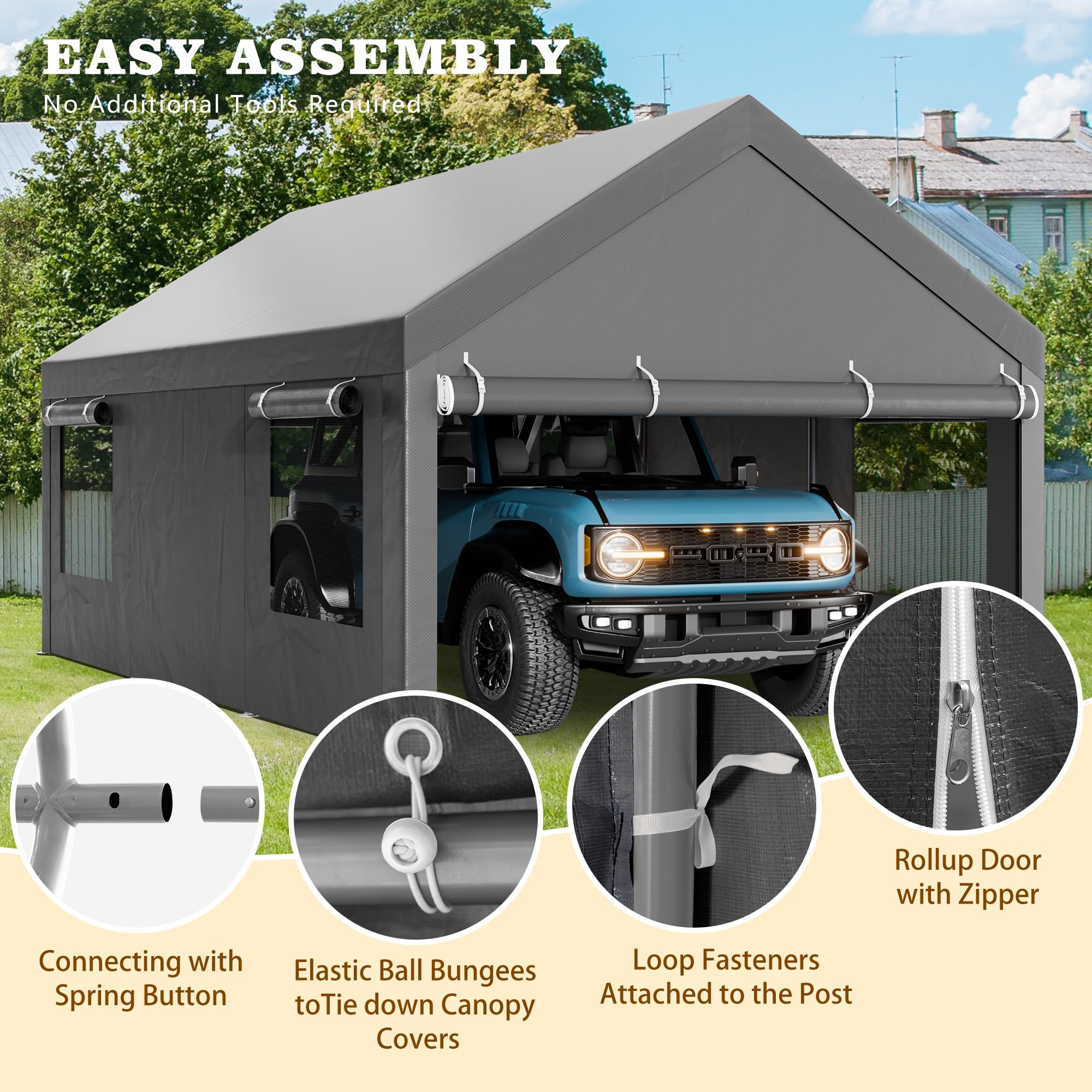 12x20 Ft Walsunny Heavy-Duty Carport