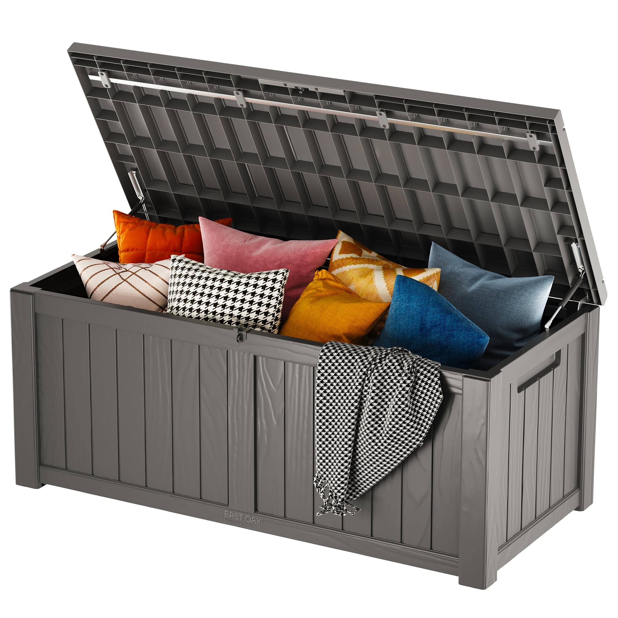 EAST OAK 31-Gallon Outdoor Deck Box, Grey