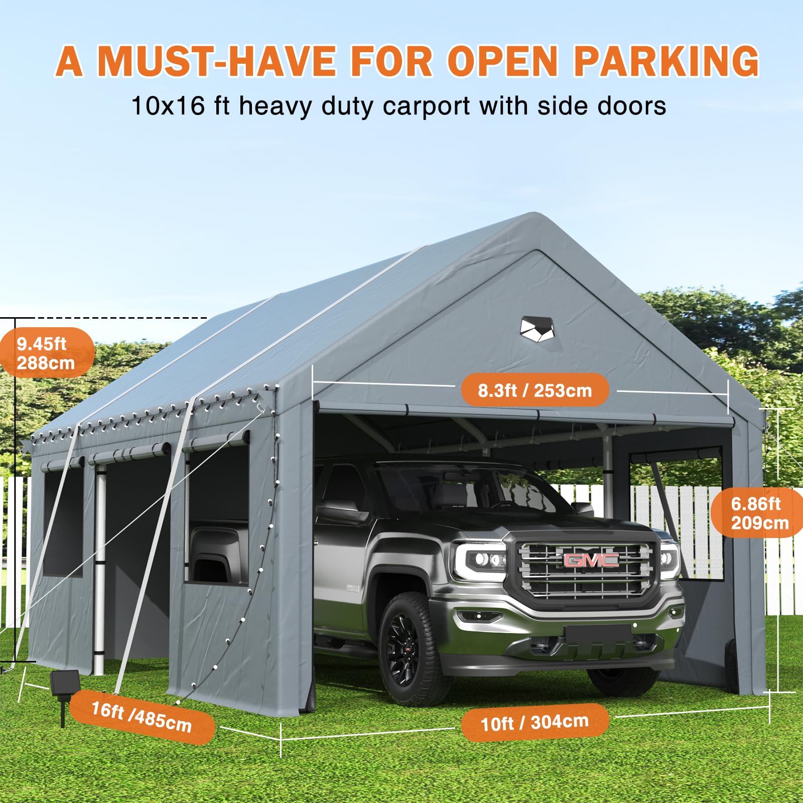 20x20 Ft 2-Car Heavy-Duty Carport