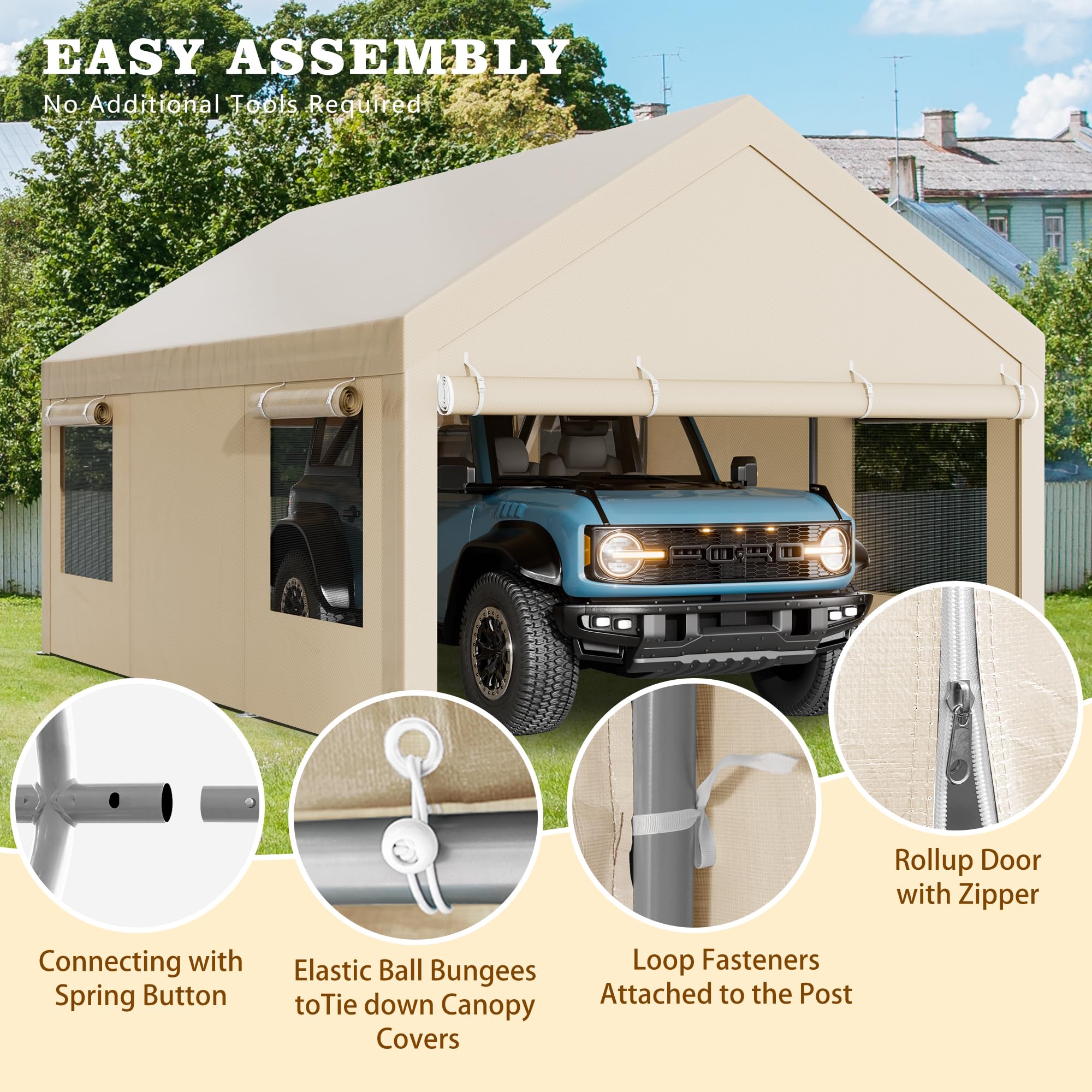 12x20 Ft Walsunny Heavy-Duty Carport