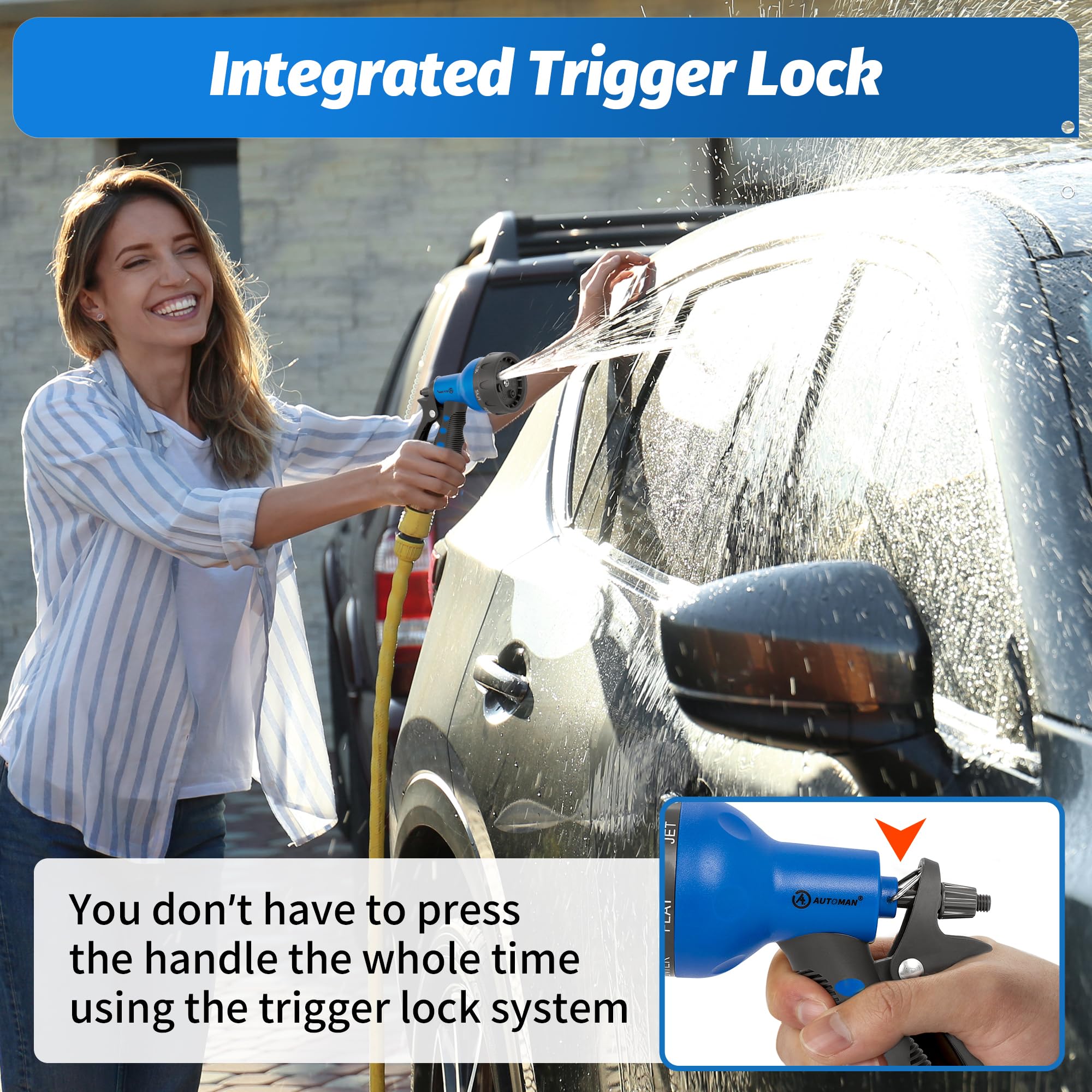 AUTOMAN Garden Hose Nozzle, 7-Pattern Spray