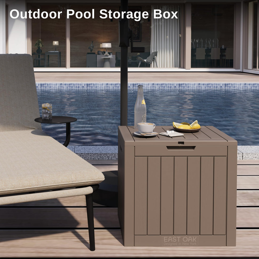 EAST OAK 31-Gallon Outdoor Deck Box, Grey