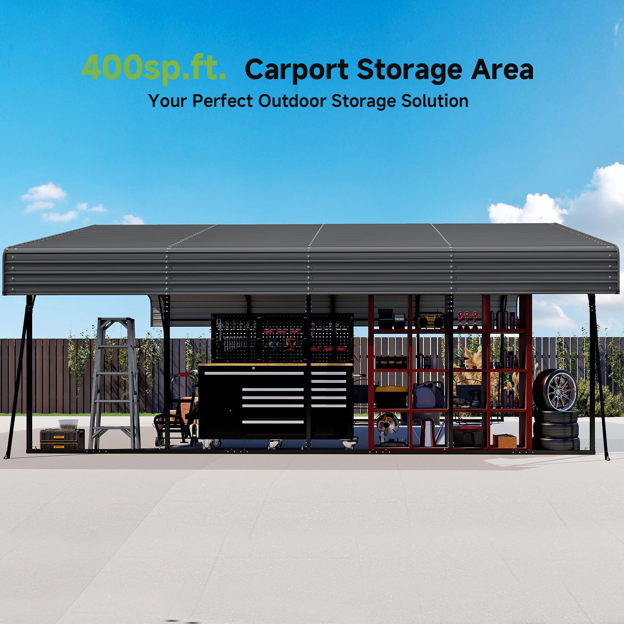 12x20 Ft Real Relax Heavy-Duty Carport